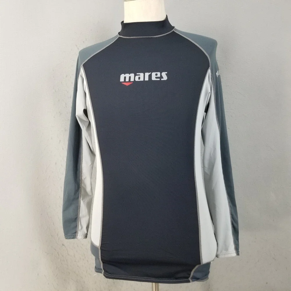 Mares Rash Guard Mens XL Black Long Sleeve Swim Shirt Colorblock Performance